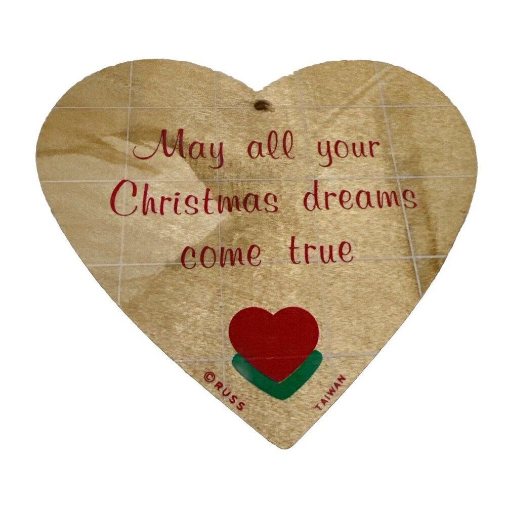 Heart Christmas Tree Ornament Wooden Russ Wreath Present Tags
